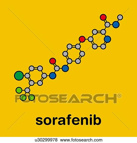 Stock Photo - Sorafenib cancer drug, molecular model. Fotosearch