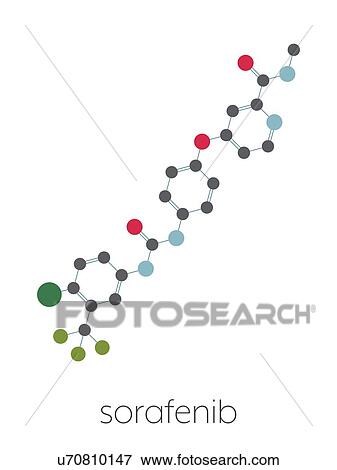 Stock Photo - Sorafenib cancer drug, molecular model. Fotosearch