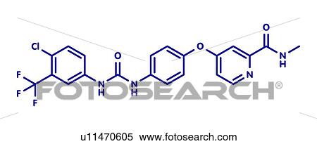 Stock Photography - Sorafenib cancer drug, molecular model. Fotosearch