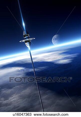 Stock Image - Space elevator, illustration. Fotosearch