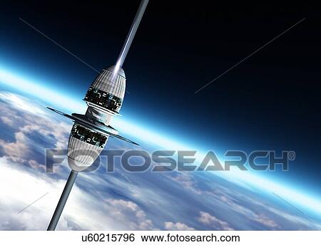 Stock Photograph - Space elevator, illustration. Fotosearch