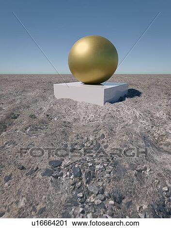 Stock Image - Sphere of gold, illustration. Fotosearch