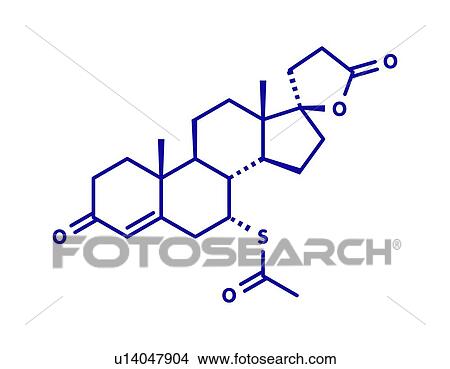 Picture - Spironolactone drug, molecular model. Fotosearch