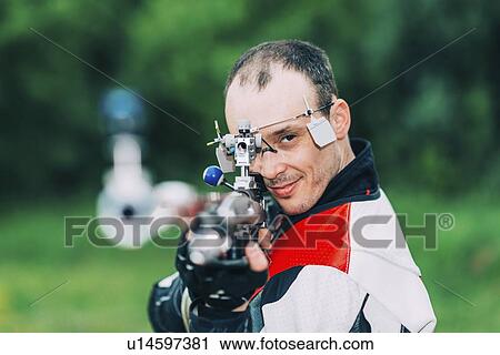 Stock Image - Sports rifle practice. Fotosearch