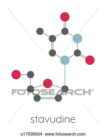 Picture - Stavudine HIV drug, molecular model. Fotosearch