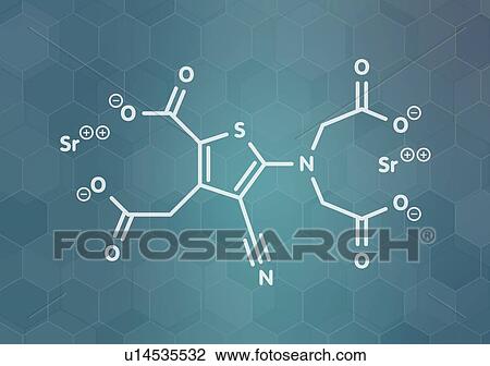 Stock Image - Strontium ranelate osteoporosis drug, molecular model. Fotosearch