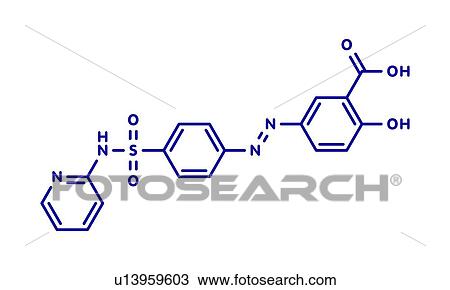 Stock Image - Sulfasalazine drug, molecular model. Fotosearch