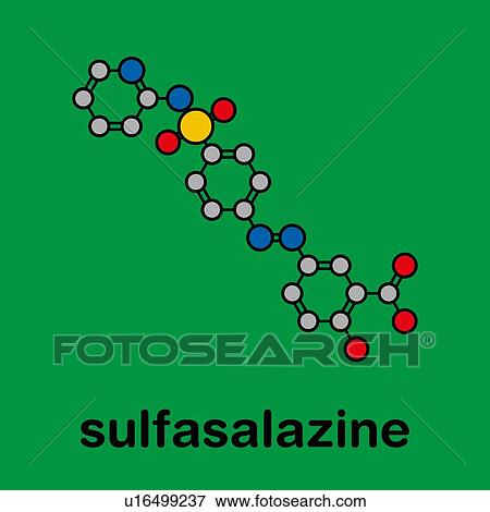 Stock Photo - Sulfasalazine drug, molecular model. Fotosearch