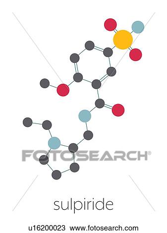 Stock Image - Sulpiride antipsychotic drug, molecular model. Fotosearch