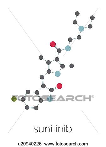 Stock Photograph - Sunitinib cancer drug, molecular model. Fotosearch