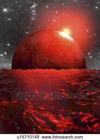 Sunset on alien planet, illustration View Large Photo Image Stock Photo - Sunset on alien planet, illustration. Fotosearch