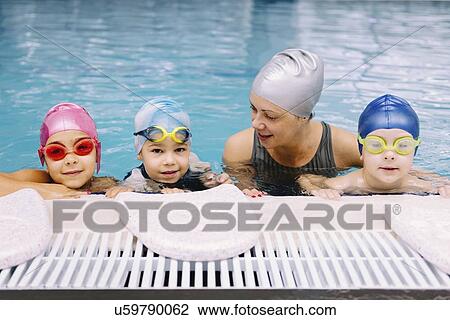 Stock Image - Swimming class. Fotosearch