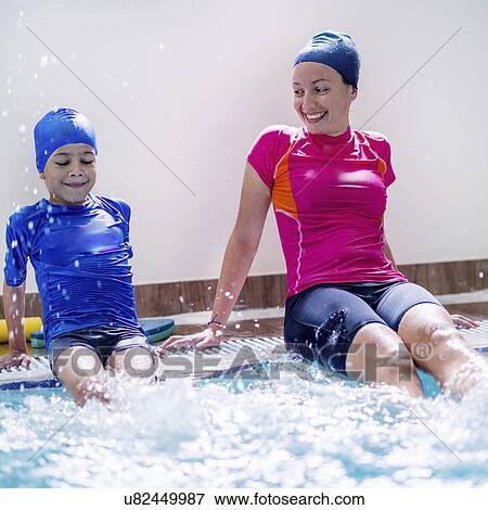Swimming lesson View Large Photo Image Stock Photo - Swimming lesson. Fotosearch
