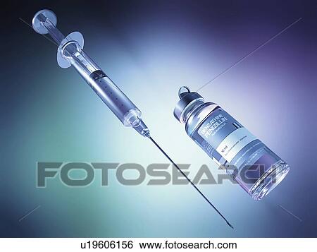 Stock Photograph - Syringe and a penicillin vial, illustration. Fotosearch