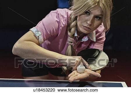 Stock Image - Table tennis serve. Fotosearch