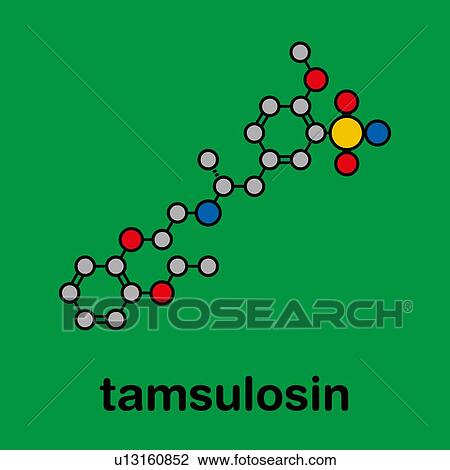 Stock Image - Tamsulosin benign prostatic hyperplasia drug molecule. Fotosearch