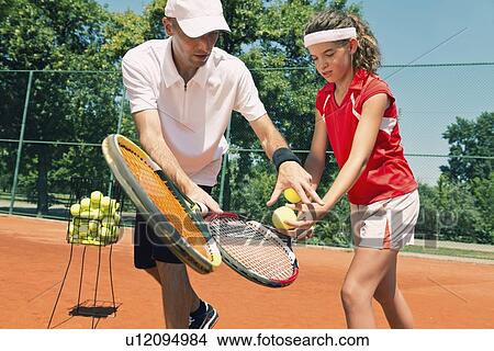 Picture - Tennis lesson. Fotosearch