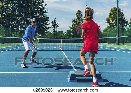 Stock Image - Tennis training. Fotosearch