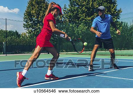 Stock Photograph - Tennis training. Fotosearch