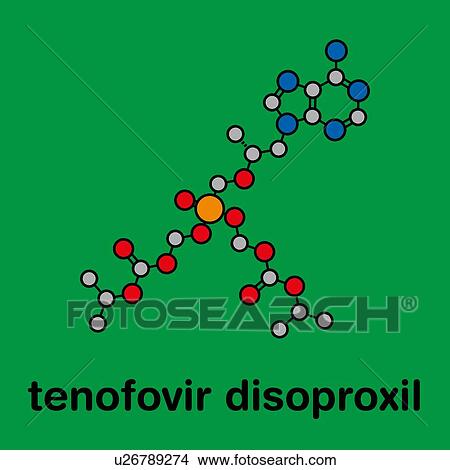 Picture - Tenofovir disoproxil HIV drug, molecular model. Fotosearch