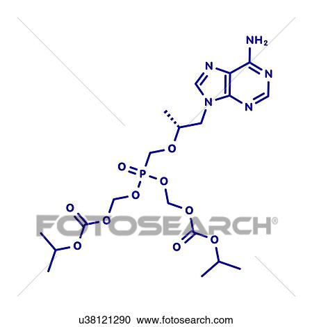 Stock Image - Tenofovir disoproxil HIV drug, molecular model. Fotosearch