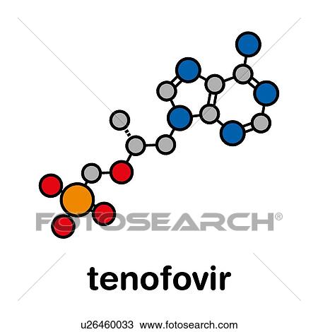 Stock Image - Tenofovir HIV drug, molecular model. Fotosearch