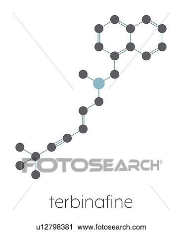 Stock Image - Terbinafine antifungal drug, molecular model. Fotosearch