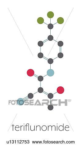 Stock Image - Teriflunomide multiple sclerosis drug, molecular model. Fotosearch