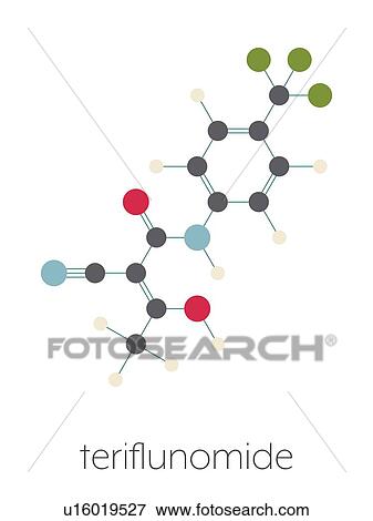 Stock Photo - Teriflunomide multiple sclerosis drug, molecular model. Fotosearch