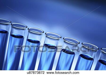 Stock Image - Test tube with blue liquid, illustration.. Fotosearch