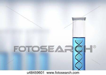 Stock Image - Test tube with DNA, illustration.. Fotosearch