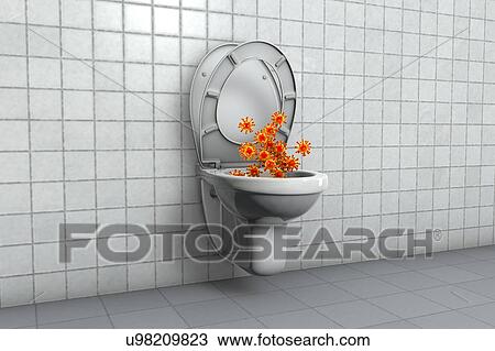 Stock Image - Toilet microbes, conceptual illustration. Fotosearch
