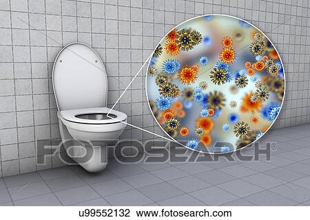 Stock Image - Toilet microbes, conceptual illustration. Fotosearch