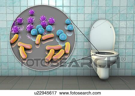 Stock Photo - Toilet microbes, conceptual illustration. Fotosearch