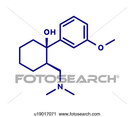 Stock Image - Tramadol opioid analgesic drug, molecular model. Fotosearch