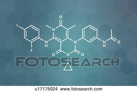 Picture - Trametinib melanoma cancer drug, molecular model. Fotosearch
