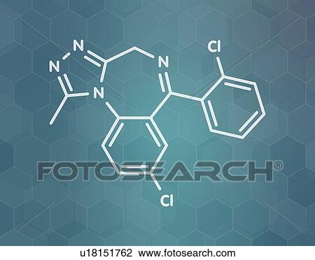 Stock Image - Triazolam insomnia drug, molecular model. Fotosearch