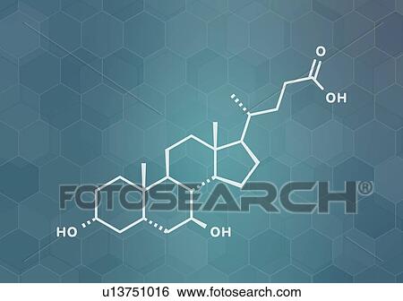 Stock Photograph - Ursodiol gallstone drug, molecular model. Fotosearch