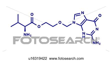 Stock Image - Valaciclovir herpes infection drug, molecular model. Fotosearch