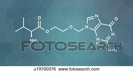 Stock Photograph - Valaciclovir herpes infection drug, molecular model. Fotosearch