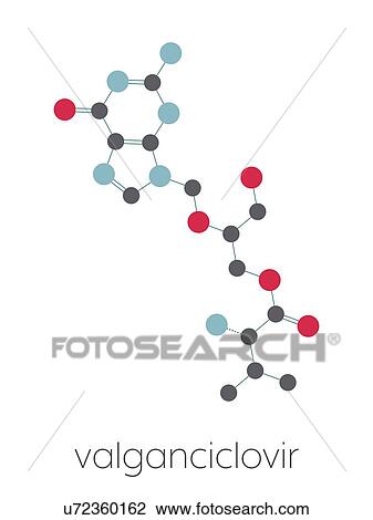 Stock Image - Valganciclovir cytomegalovirus drug, molecular model. Fotosearch