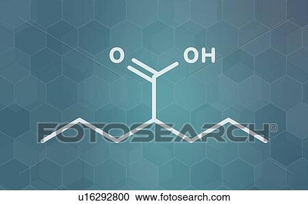 Stock Image - Valproic acid epilepsy drug, molecular model. Fotosearch