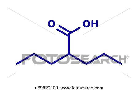 Stock Image - Valproic acid epilepsy drug, molecular model. Fotosearch