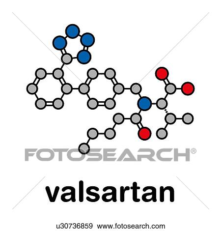 Stock Photo - Valsartan high blood pressure drug, molecular model. Fotosearch