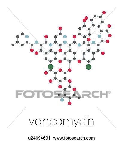 Stock Image - Vancomycin antibiotic drug, molecular model. Fotosearch