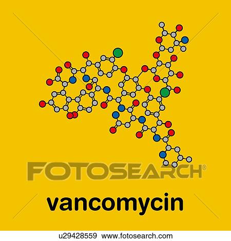 Stock Photo - Vancomycin antibiotic drug, molecular model. Fotosearch