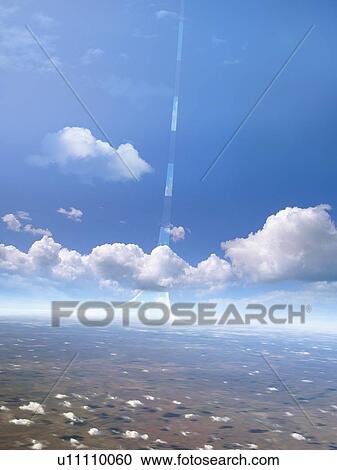 Stock Image - View from the surface of a 'ringworld', illustration. Fotosearch