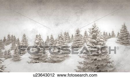 Stock Image - Vintage winter background, illustration. Fotosearch