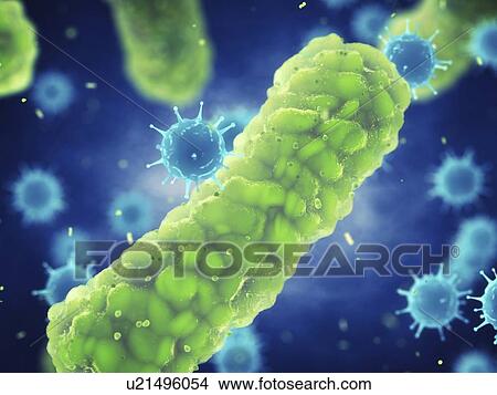 Picture - Viral and bacterial infection, illustration. Fotosearch