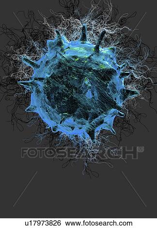 Stock Photograph - Virus against grey background, illustration. Fotosearch